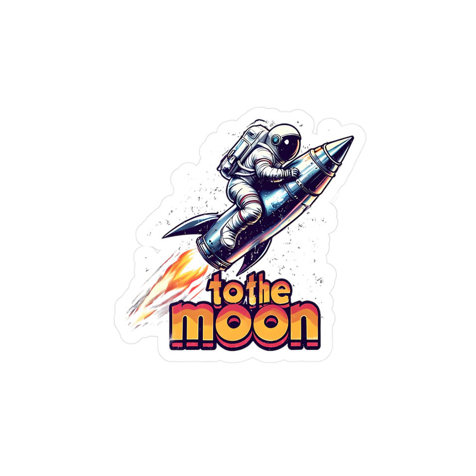 Thumbnail: To the Moon Rocket with Astronaut Vinyl Sticker - FREE SHIPPING