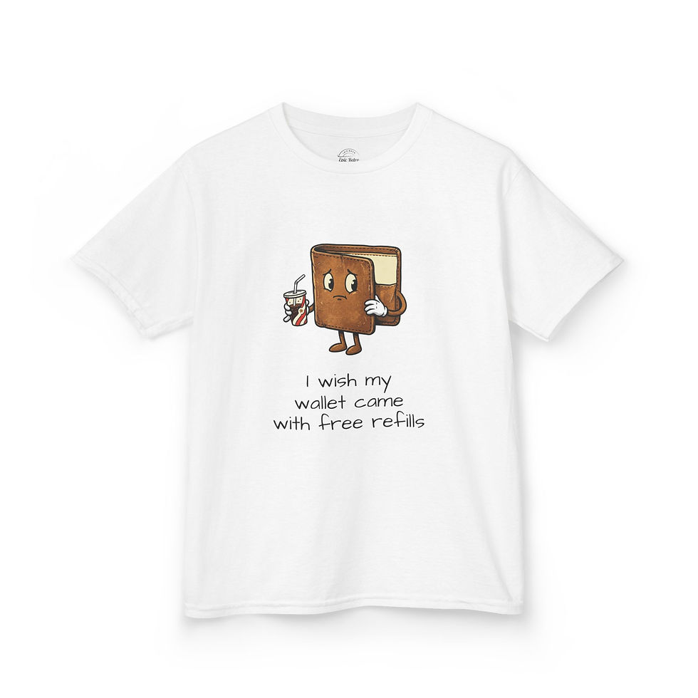 Thumbnail: Toaster Character with Wallet and Drink Kids T-Shirt | Cute Food Cartoon Tee