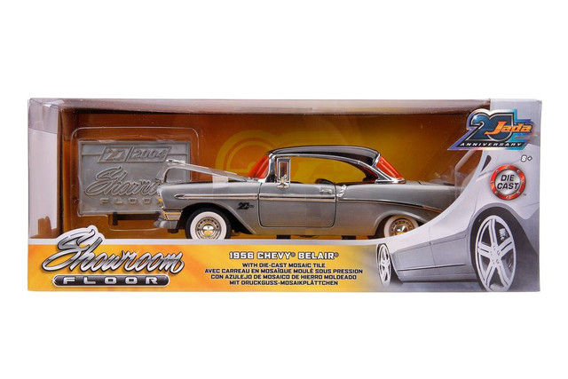 Thumbnail: 1956 CHEVROLET BEL AIR BRUSHED METAL MOSAIC 1/24 DIECAST CAR BYJADA TOYS 31081