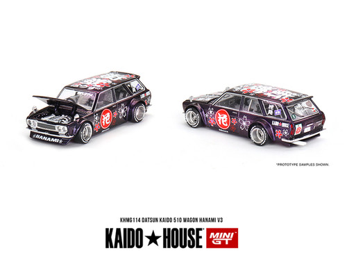 DATSUN 510 WAGON HANAMI V3 MAGIC PURPLE 1/64 DIECAST CAR BYKAIDO