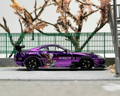 TOYOTA SUPRA A80Z PANDEM PURPLE CHROME ANIME LIVERY 1/64 SCALE
