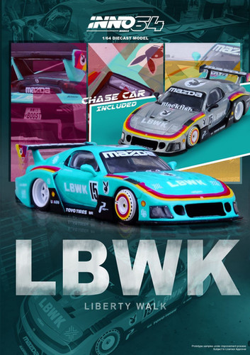 MAZDA RX-7 FD3S LBWK LB-SUPER SILHOUETTE TEAL 1/64 DIECAST CAR BY