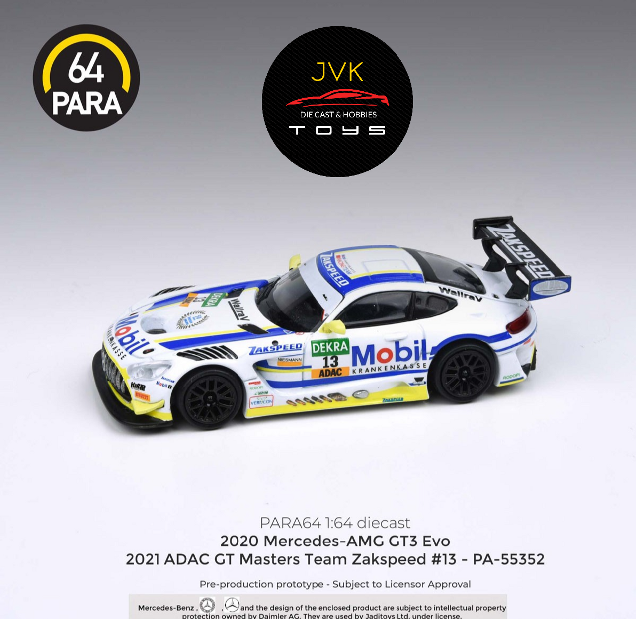 MERCEDES BENZ AMG GT3 EVO 2021 ADAC GT MASTERS ZAKSPEED 1/64BY PARA64 55352