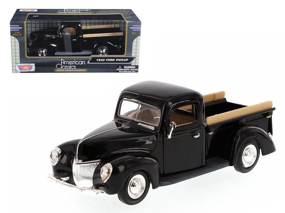 1940 FORD PICKUP TRUCK BLACK 1/24 SCALE DIECAST CAR MODEL BY MOTOR MAX 73234