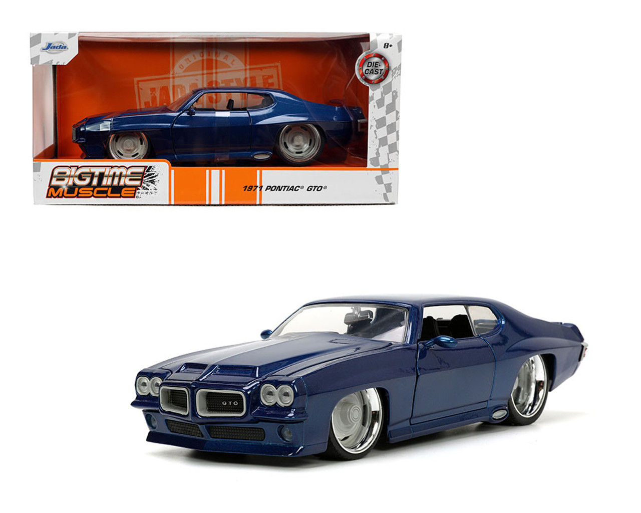 1971 PONTIAC GTO BLUE METALLIC 1/24 SCALE DIECAST CAR MODEL BY JADA TOYS 33545