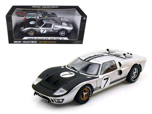 1966 FORD GT 40 MK II #7 SILVER 1/18 DIECAST CAR MODEL SHELBY