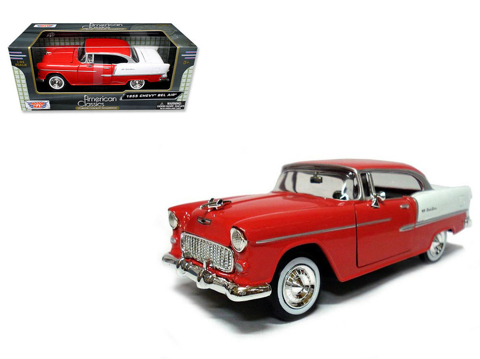 1955 CHEVROLET BEL AIR RED 1/24 SCALE DIECAST CAR MODEL BY MOTOR MAX 73229