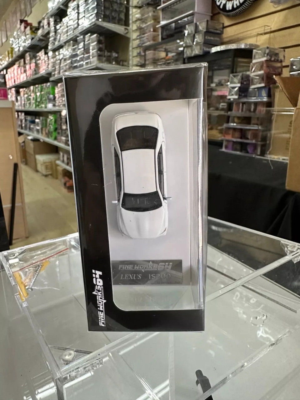 Thumbnail: LEXUS IS200 WHITE EXTRA WHEELS SPOILER SIDE SKIRTS 1/64 DIECAST CAR BY FINEWORKS