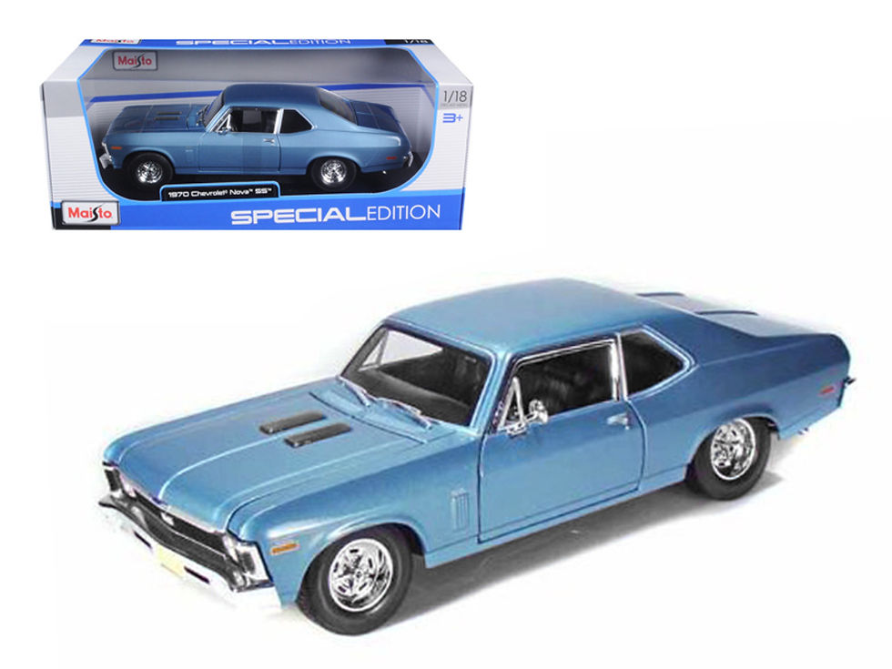 1970 CHEVROLET NOVA SS SUPER SPORT BLUE 1/18 DIECAST CAR MODEL BY MAISTO 31132