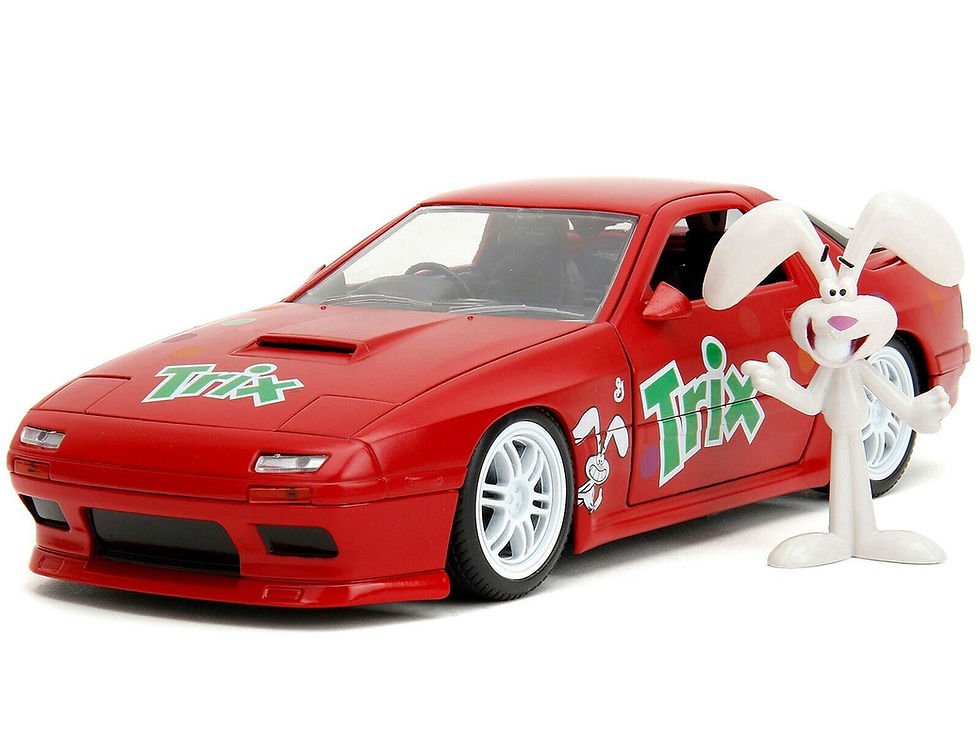 Thumbnail: 1985 MAZDA RX-7 RHD & TRIX RABBIT FIGURE 1/24 DIECAST CAR BY JADA TOYS 32199