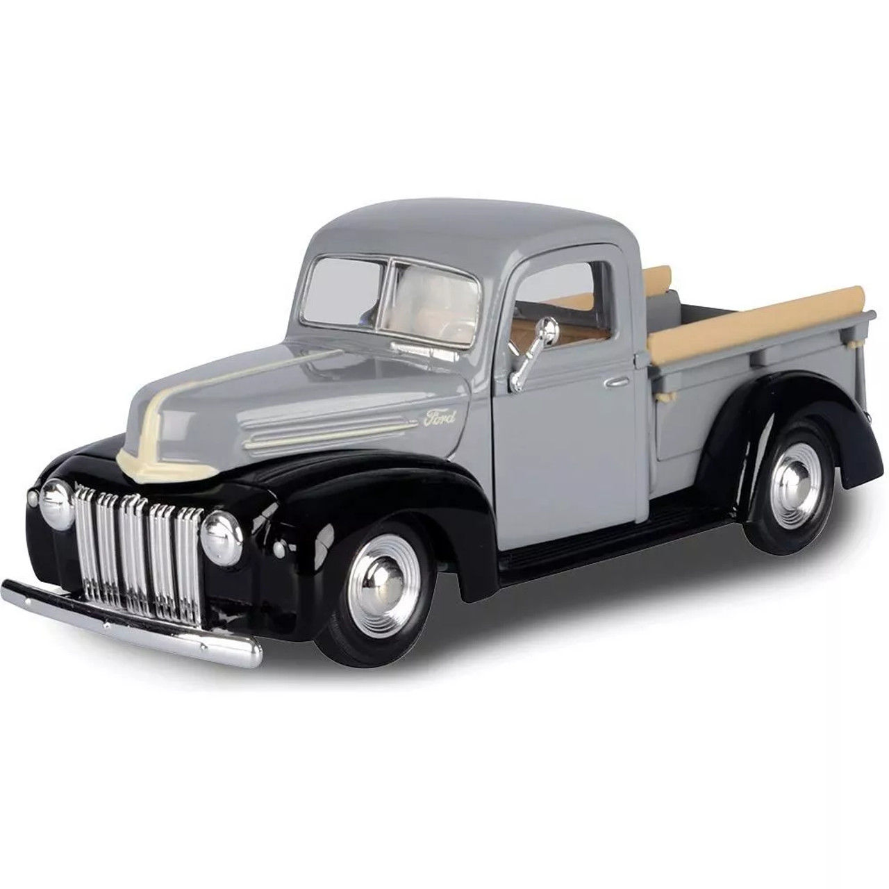 1942 47 FORD JAILBAR TRUCK GRAY & BLACK 1/24 DIECAST MODEL BY MOTOR MAX 79388