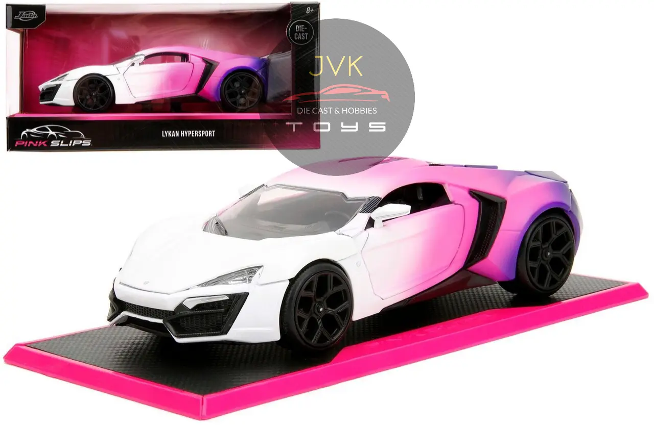 LYKAN HYPERSPORT WHITE PINK SLIPS 1/24 DIECAST CAR MODEL BY JADA TOYS 35058