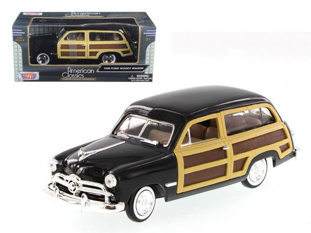 1949 FORD WOODY WAGON BLACK 1/24 SCALE DIECAST CAR MODEL BY MOTOR MAX 73260