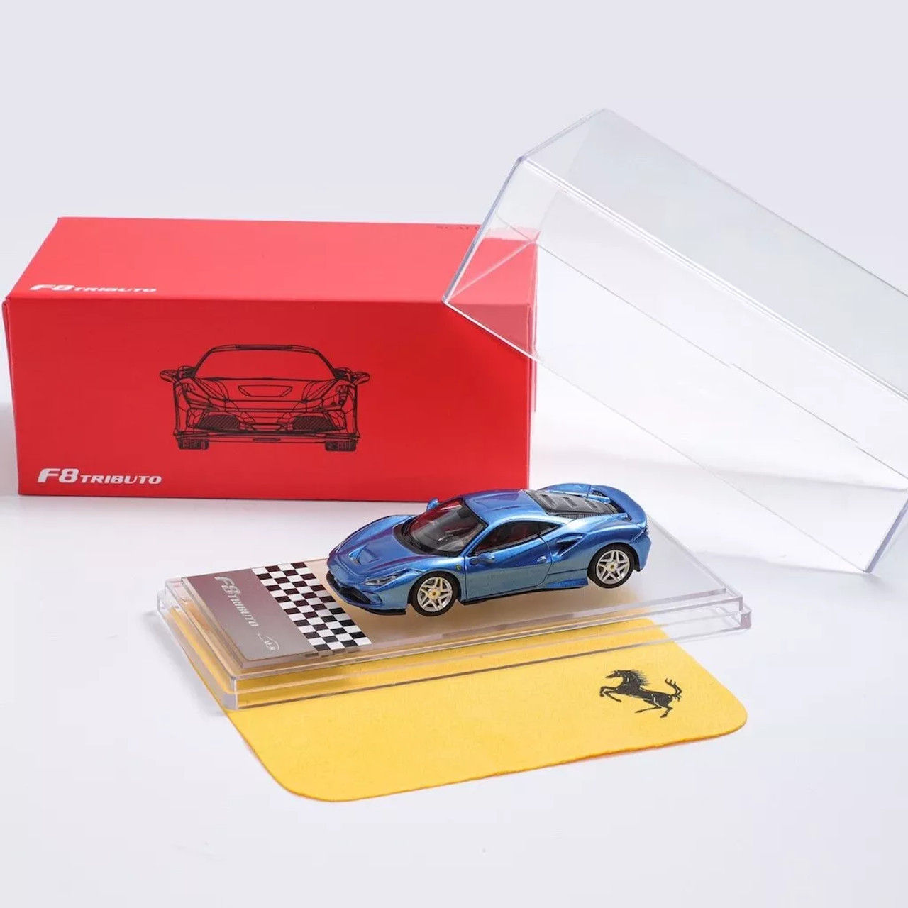 FERRARI F8 TRIBUTO BLUE 1/64 SCALE DIECAST CAR MODEL BY XF MODELS