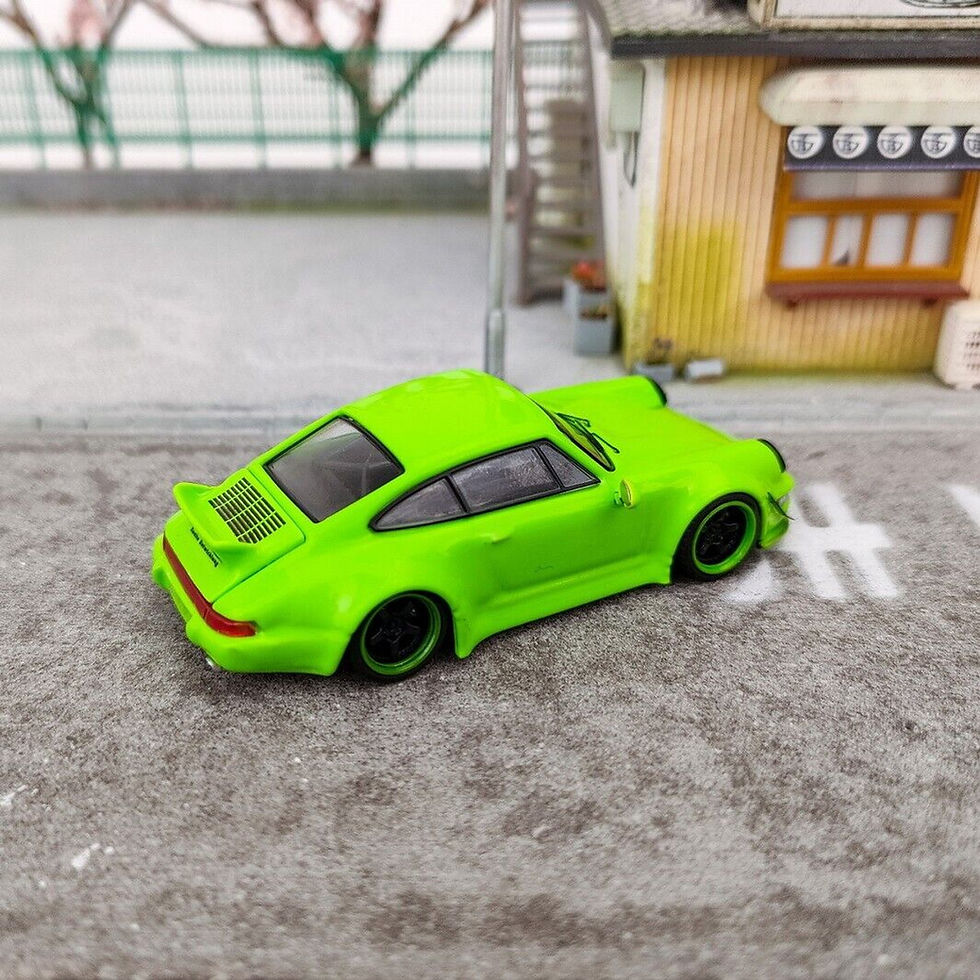 Thumbnail: PORSCHE 964 RWB NEON GREEN DUCKTAIL 1/64 SCALE DIECAST CAR MODEL BY FLAME 