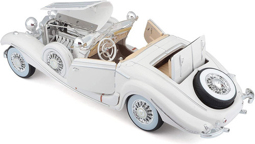 1936 MERCEDES BENZ 500K SPECIAL ROADSTER WHITE 1/18 DIECAST CAR BY