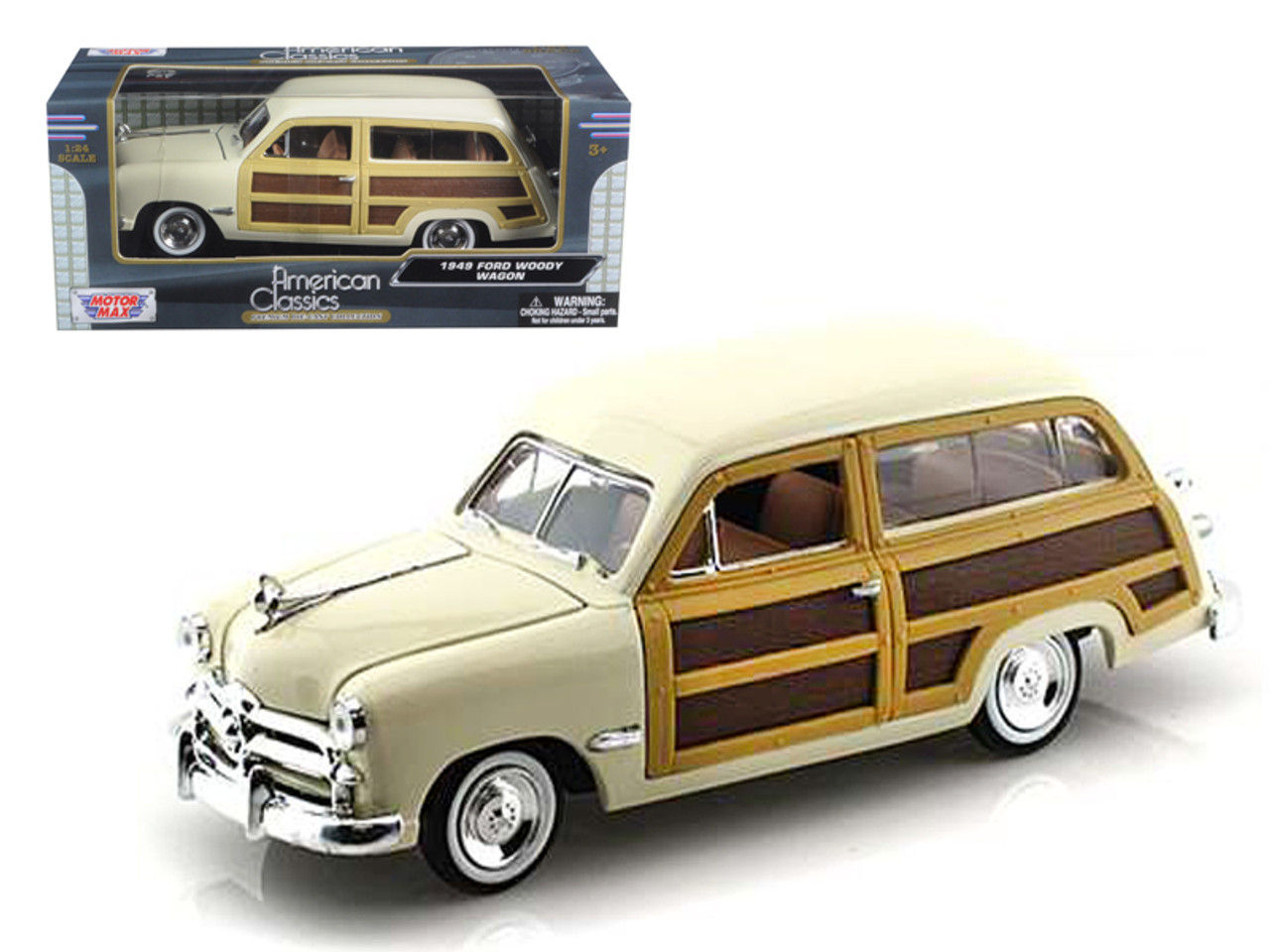 1949 FORD WOODY WAGON BEIGE 1/24 SCALE DIECAST CAR MODEL BY MOTOR MAX 73260