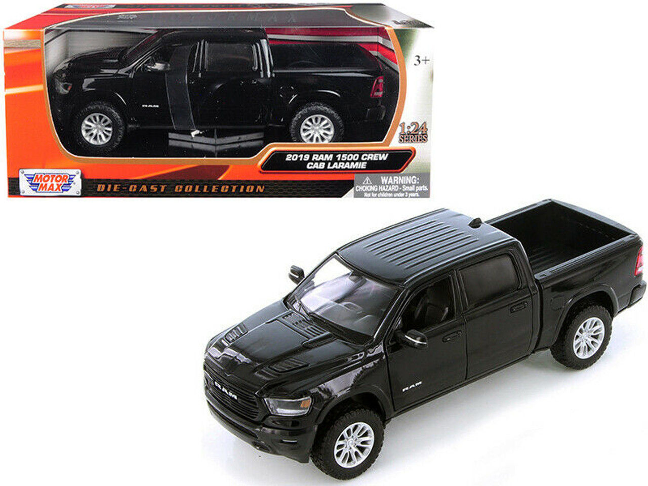 2019 DODGE RAM 400 CREW CAB LARAMIE PICKUP TRUCK BLACK 1/24 SCALE BY MOTOR MAX 7