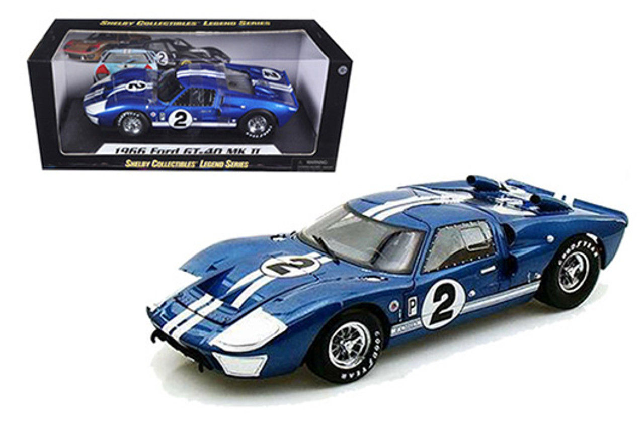 1966 FORD GT40 SEBRING #2 BLUE 1/18 DIECAST CAR MODEL SHELBY COLLECTIBLES SC401
