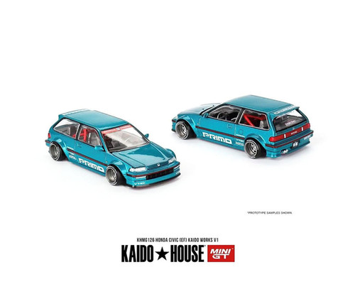 HONDA CIVIC EF V1 GREEN 1/64 DIECAST CAR BY MINI GT KAIDO HOUSE