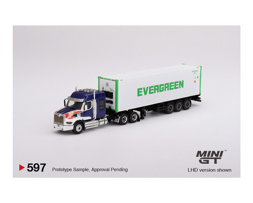 WESTERN STAR 49X SEMI TRUCK WITH 40' EVERGREEN 1/64 BY MINI GT