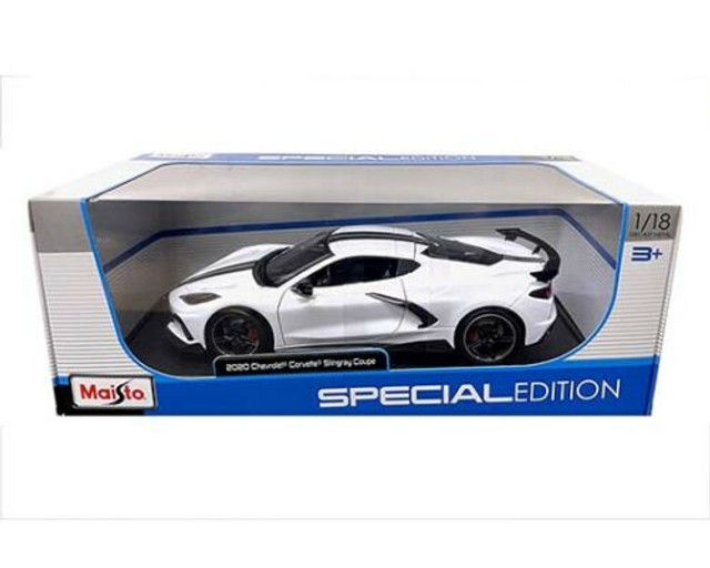 Thumbnail: 2020 CHEVROLET CORVETTE STINGRAY C8 HIGH WING WHITE WITH BLACK RACING STRIPES 1/