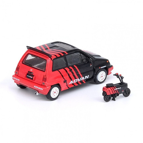 HONDA CITY TURBO II WITH MOTOCOMPO BIKE ADVAN LIVERY 1/64 SCALE
