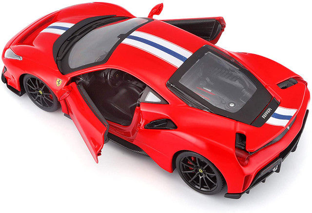 Thumbnail: FERRARI 488 PISTA RED WITH STRIPES 1/24 SCALE DIECAST CAR MODEL BY BBURAGO 26026