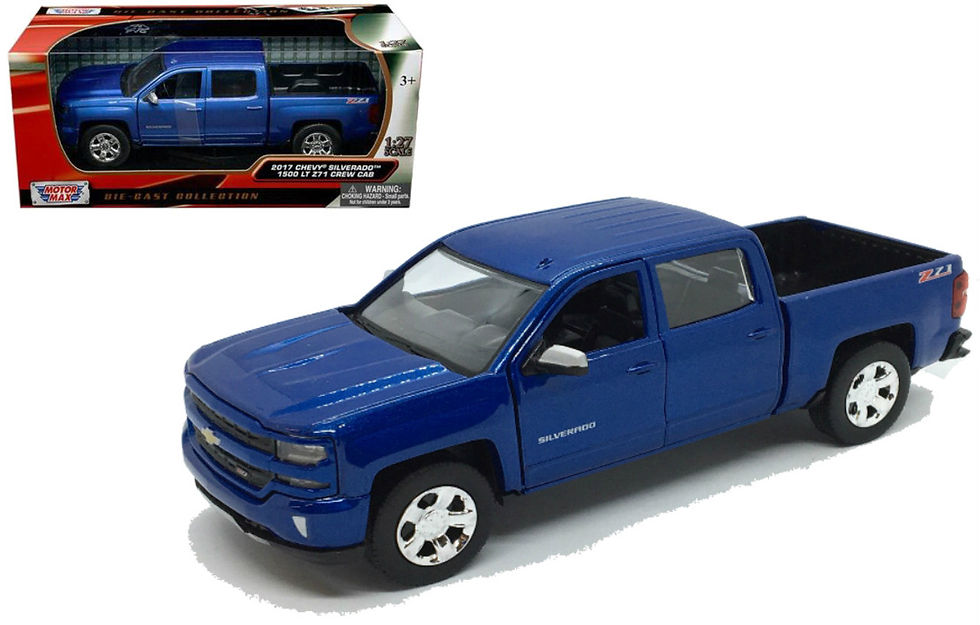 2017 CHEVROLET SILVERADO 1500 LT Z71 CREW CAB BLUE 1/27 DIECAST MOTOR MAX 79348