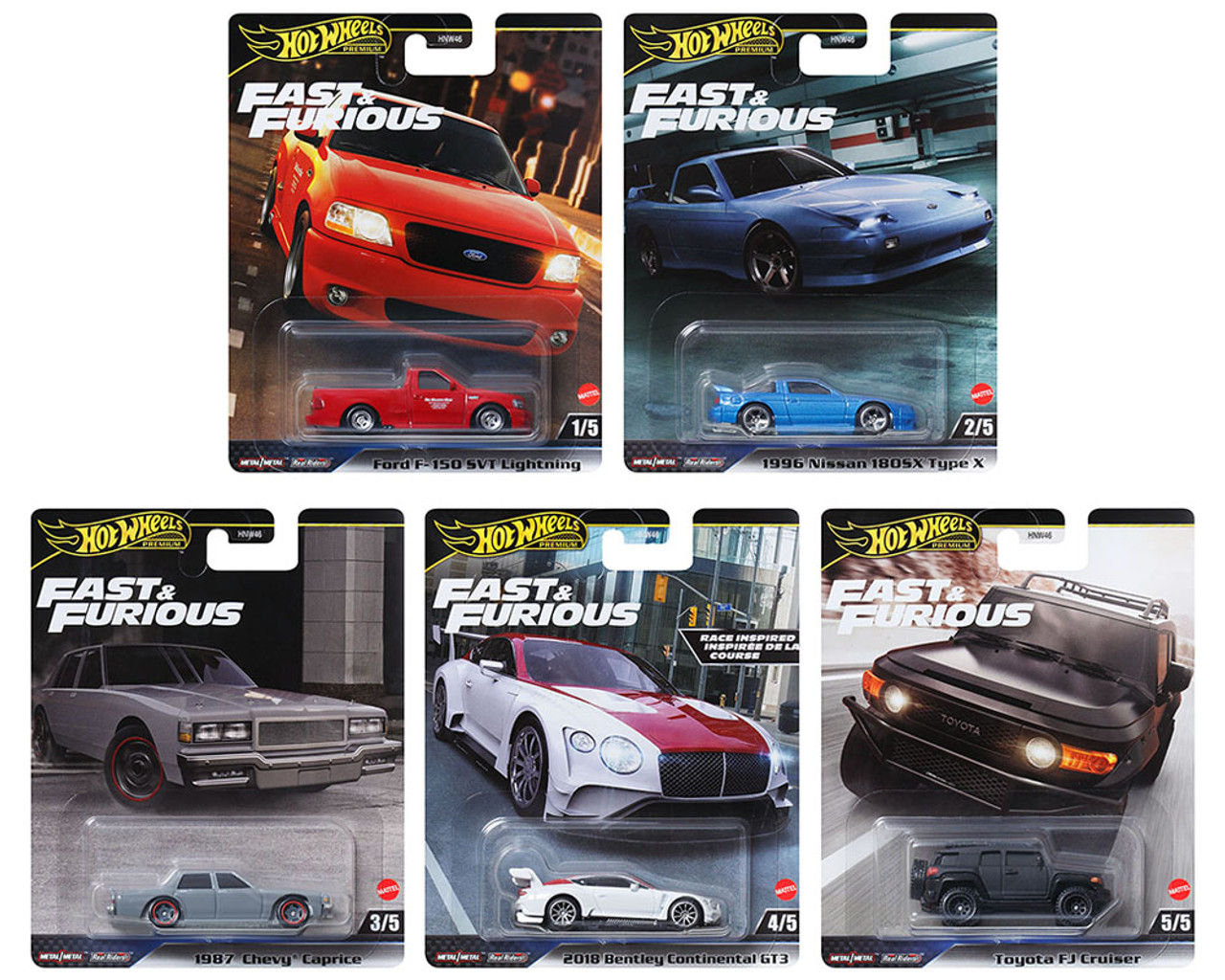 FAST & FURIOUS 2024 H CASE SET OF 5 1/64 DIECAST CAR BY HOT WHEELS HNW46-956H