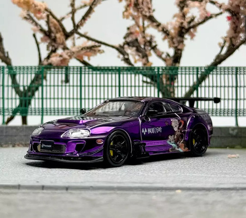 TOYOTA SUPRA A80Z PANDEM PURPLE CHROME ANIME LIVERY 1/64 SCALE