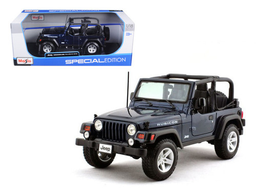 JEEP WRANGLER RUBICON DARK BLUE 1/18 SCALE DIECAST CAR MODEL BY