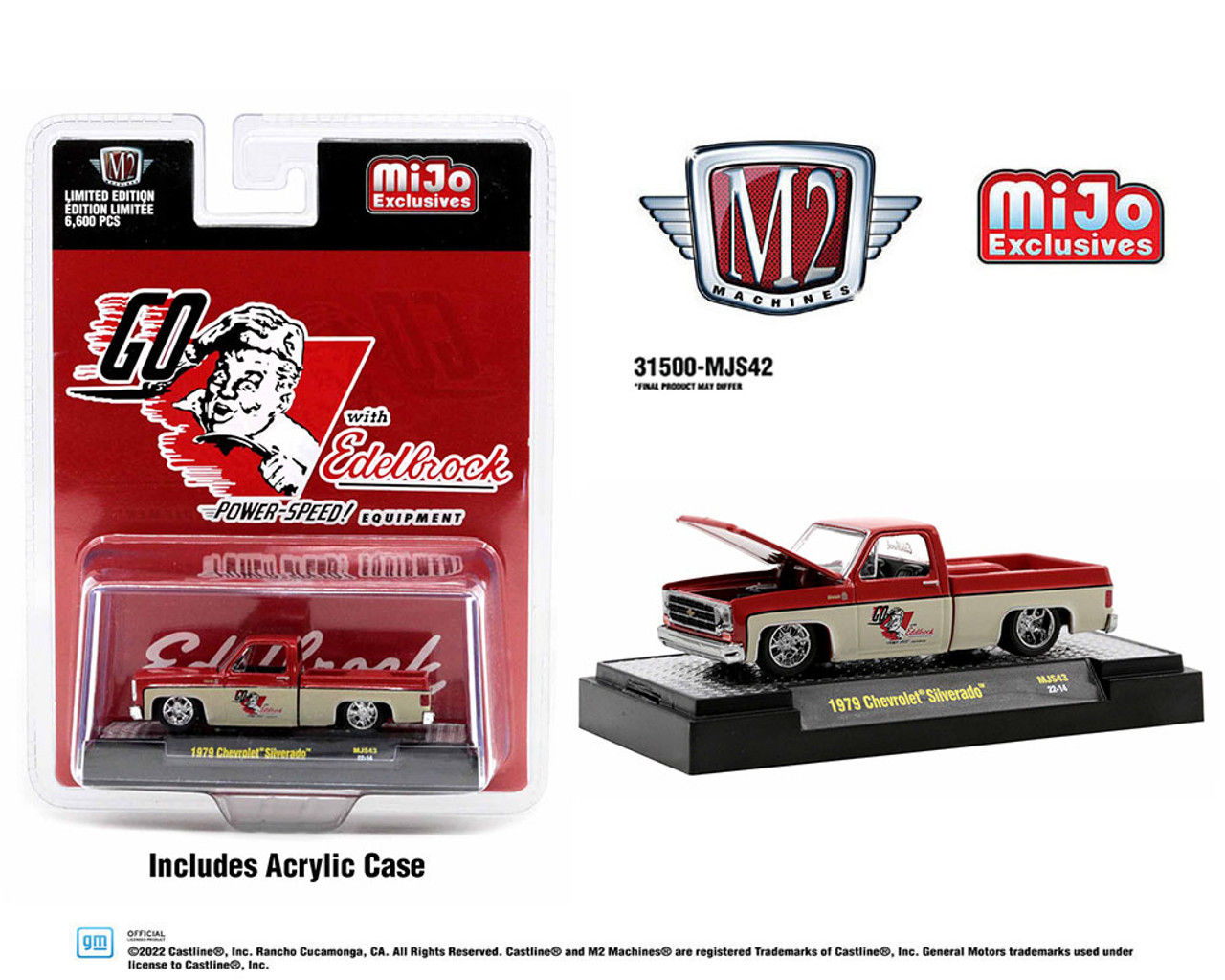 1979 CHEVROLET SILVERADO TRUCK EDELBROCK 1/64 DIECAST BY M2 MACHINES 31500-MJS43