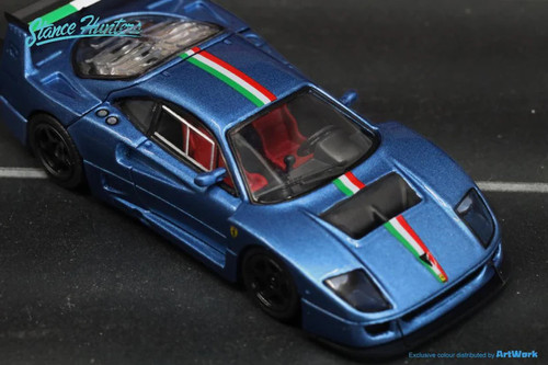 FERRARI F40 LM BLUE 499 MADE WITH HOOD OPENING 1/64 DIECAST CAR