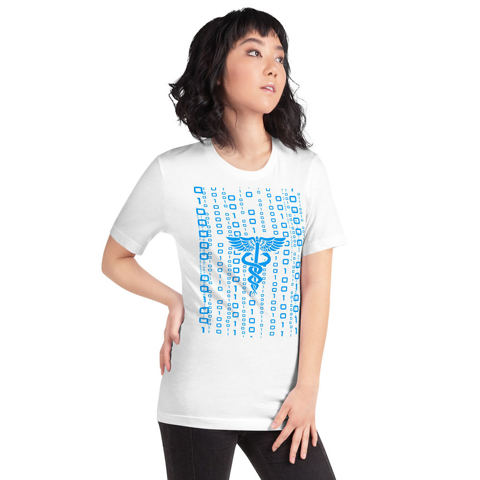 Thumbnail: UNISEX HEALTH Informatics!! PREMIUM Tee-Blue Caduceus