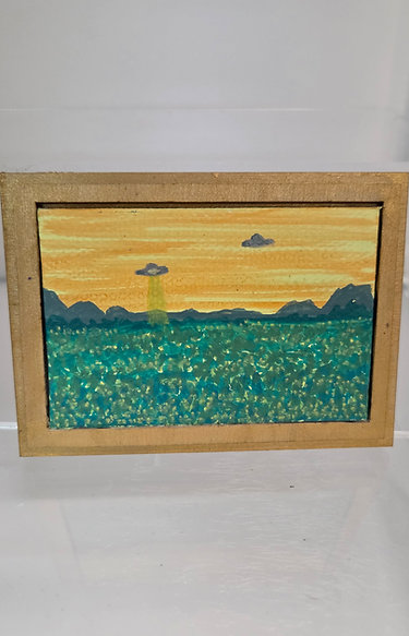 Beam Me Up  | 2in x 3in Canvas Mini Painting