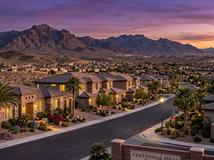 Centennial Hills neighborhood in Las Vegas showing residential homes and mountain backdrop for title research Centennial Hills article