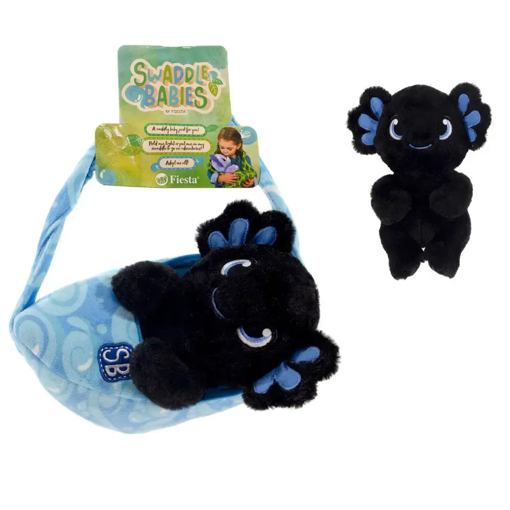 Swaddle Babies - 9.5" Black Axolotl in Sling Carrier