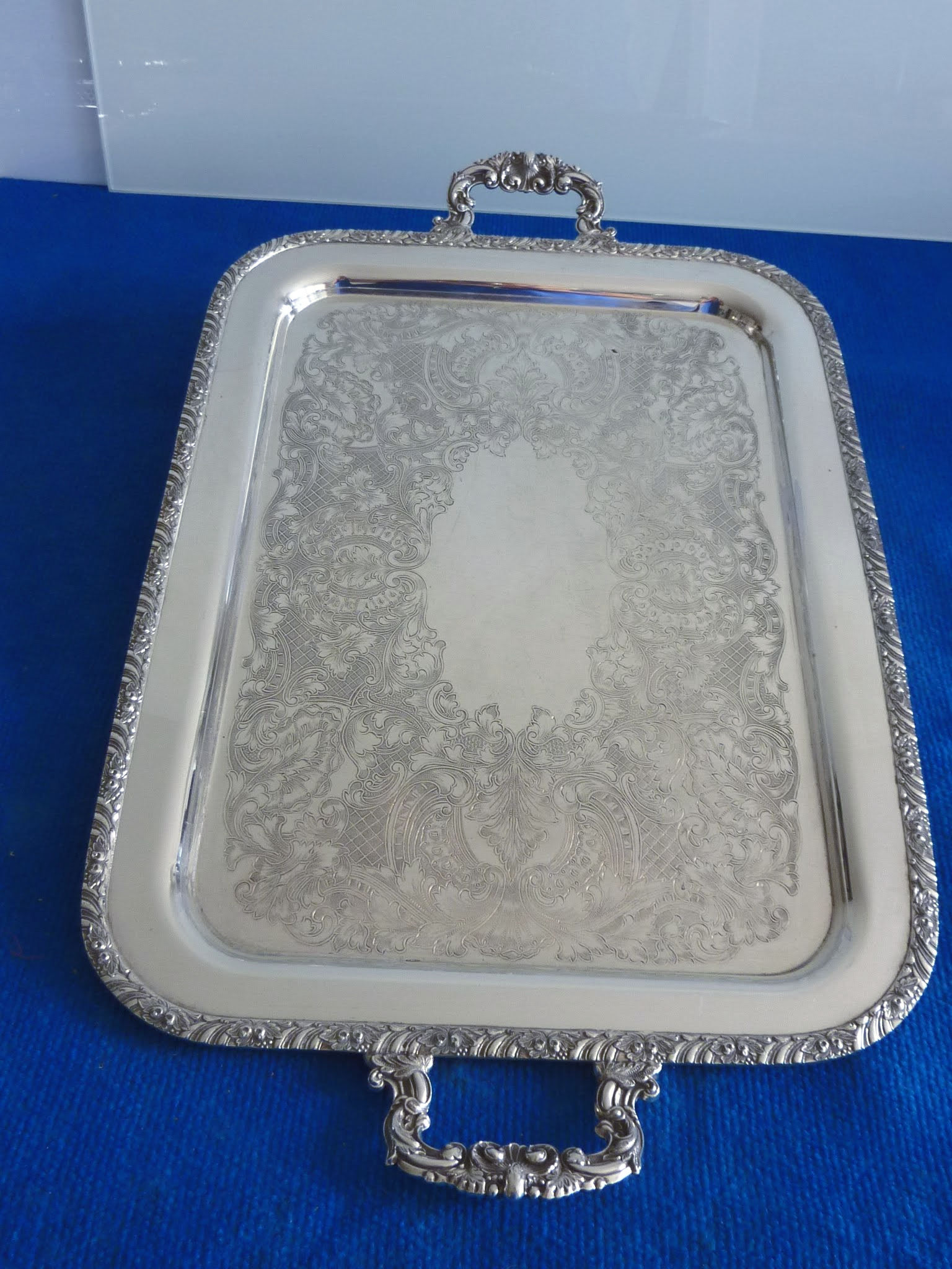 Tablett eckig antik Silber