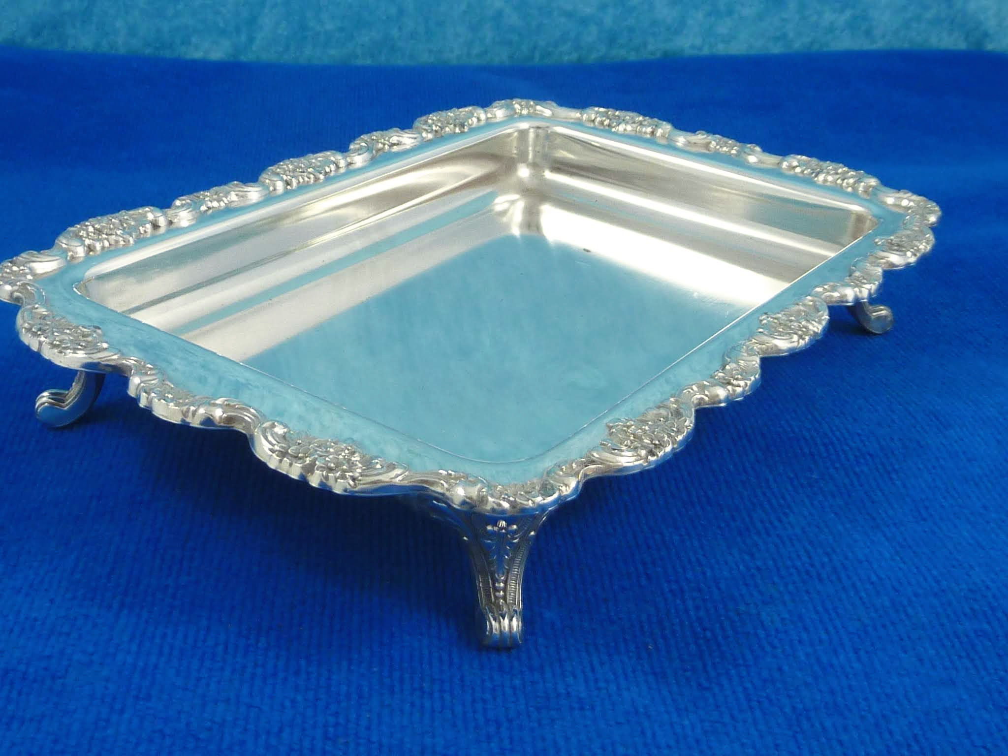 Tablett eckig antik Silber