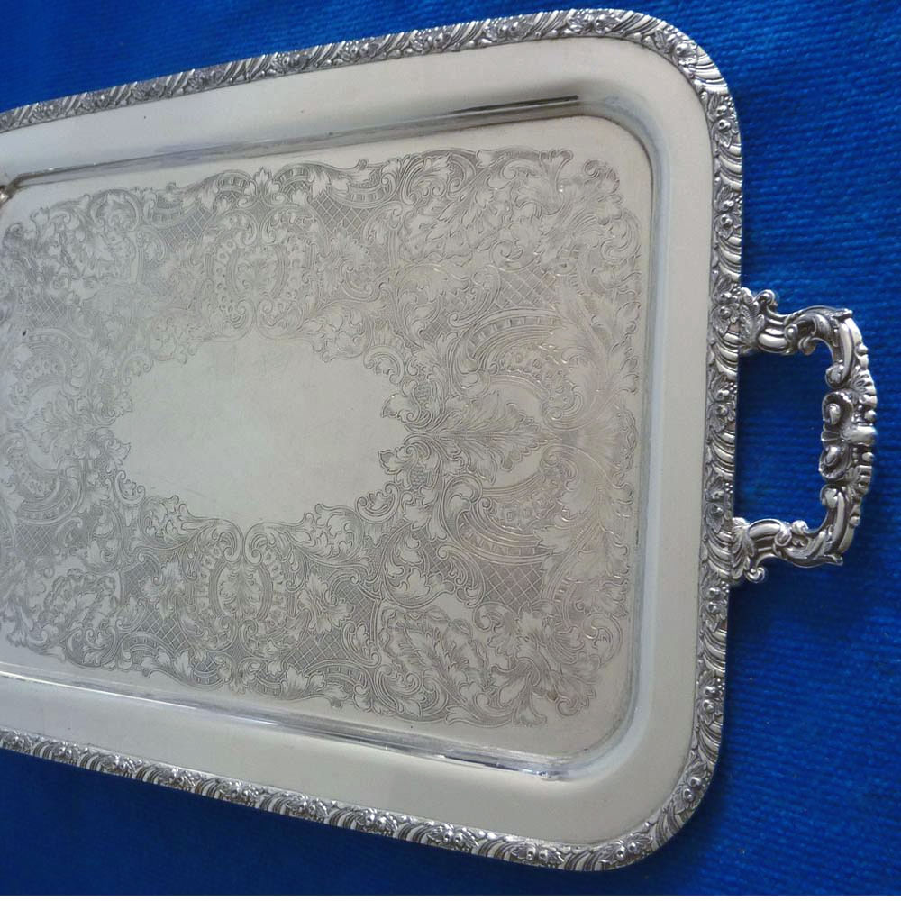 Tablett eckig antik Silber