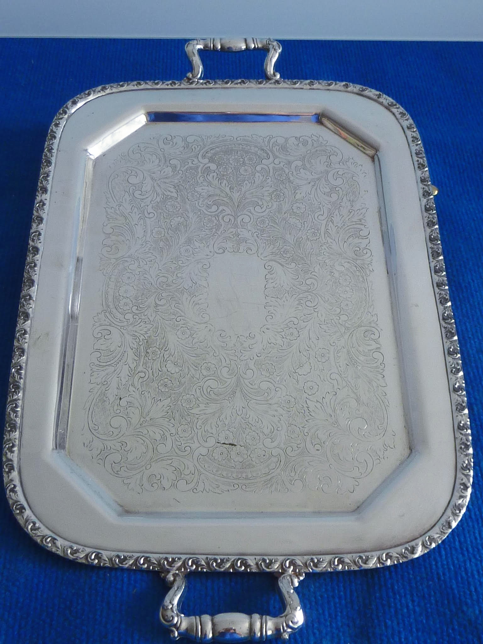 Tablett eckig antik Silber