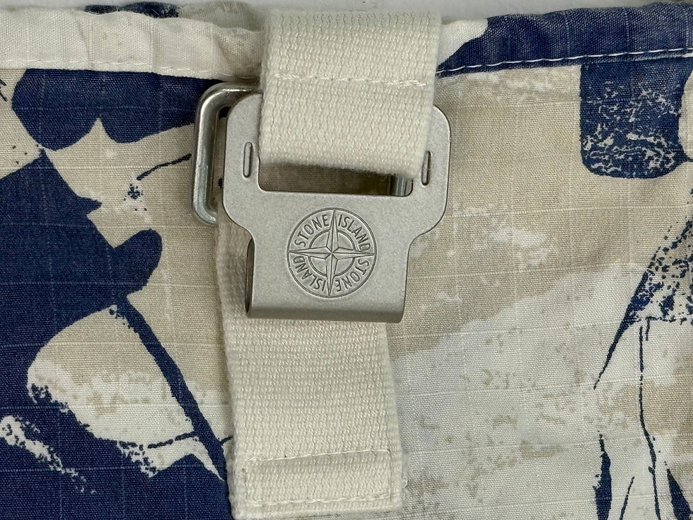 Thumbnail: Stone Island Printed Tote Bag – White / Blue