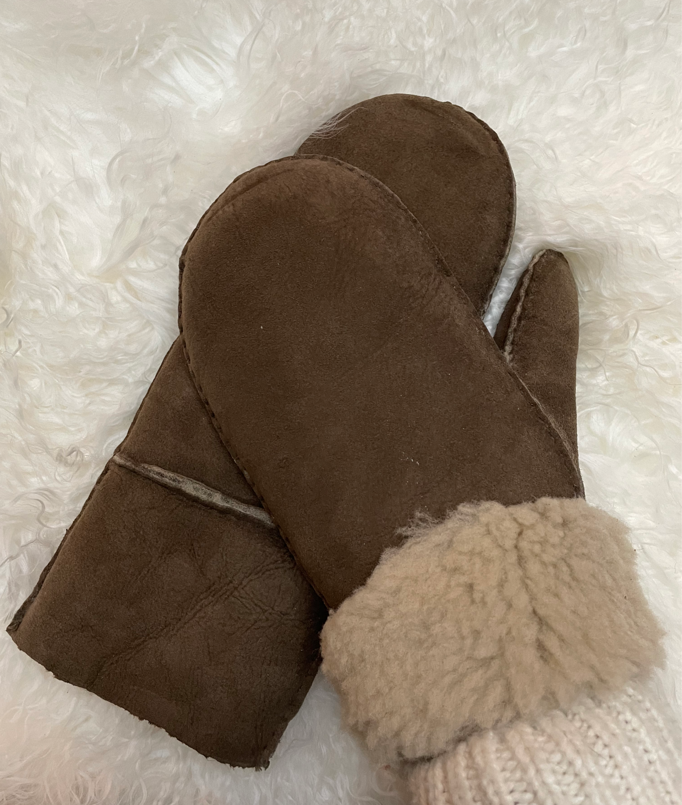 Women's Light Brown Sheepskin Mittens