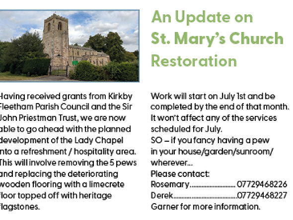 St Mary's Church Restoration News
