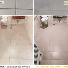 Fast-discoloring grout for waterproofing