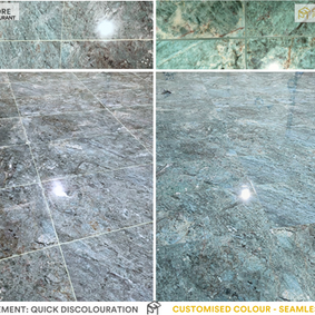 Comparison of tile grout discolouration versus seamless customised grout colour