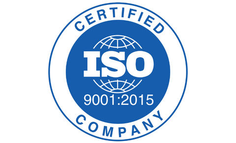 ISO 9001:2015 certification logo.