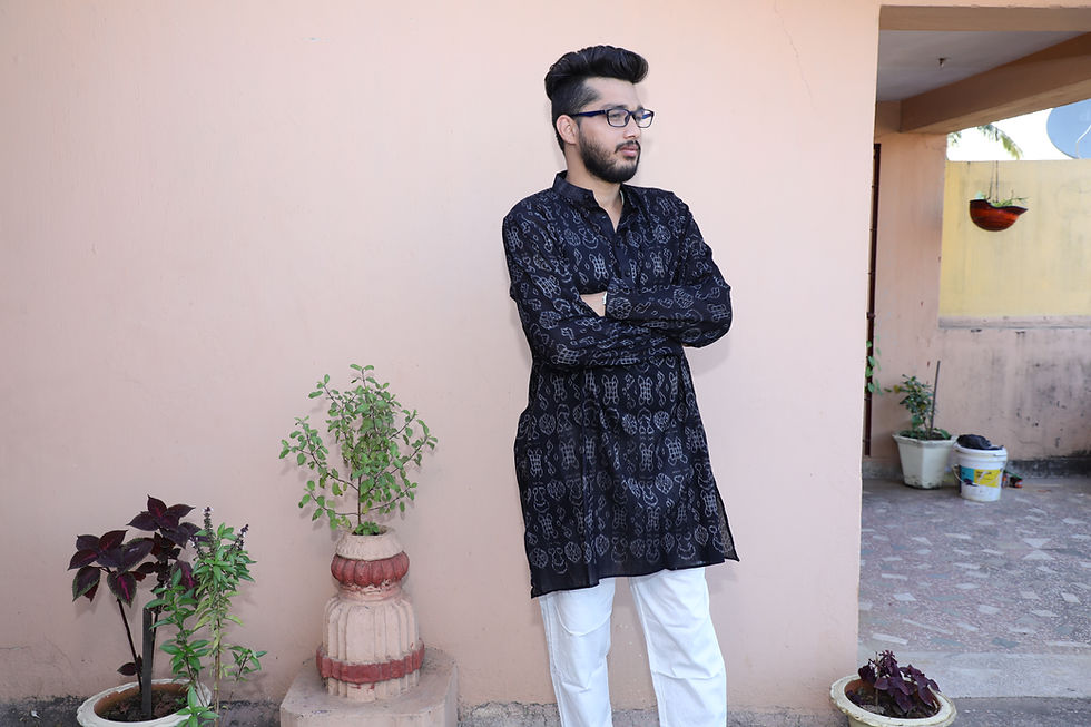 Thumbnail: Black IKat Men's Kurta
