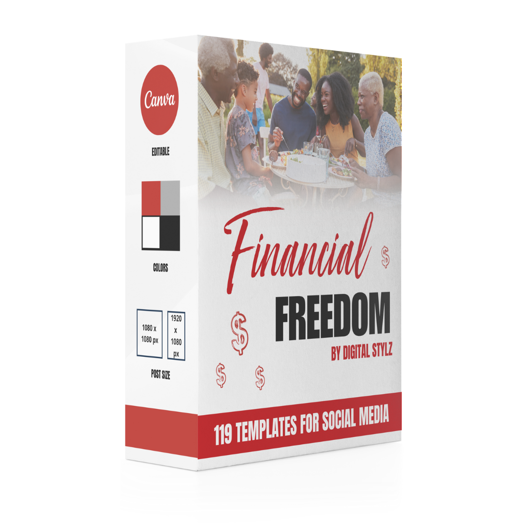 119 DIY Social Media Financial Freedom Templates (Red, Black and White)